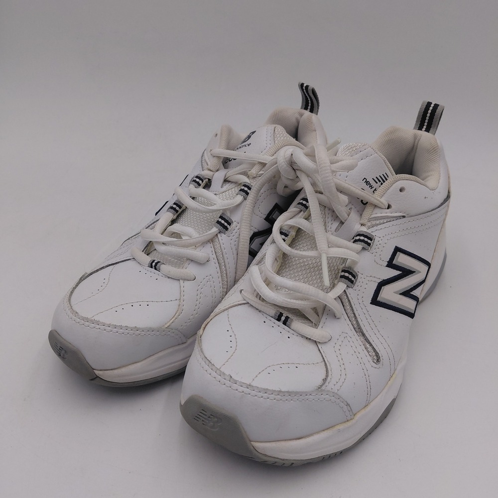New Balance 608v4 White Navy Leather Training Shoes WX608V4W Mens 8 Comfort Dad